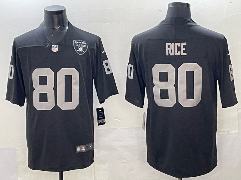 Men Oakland Raiders 80 Rice black Nike Limited 2025 NFL Jersey 002